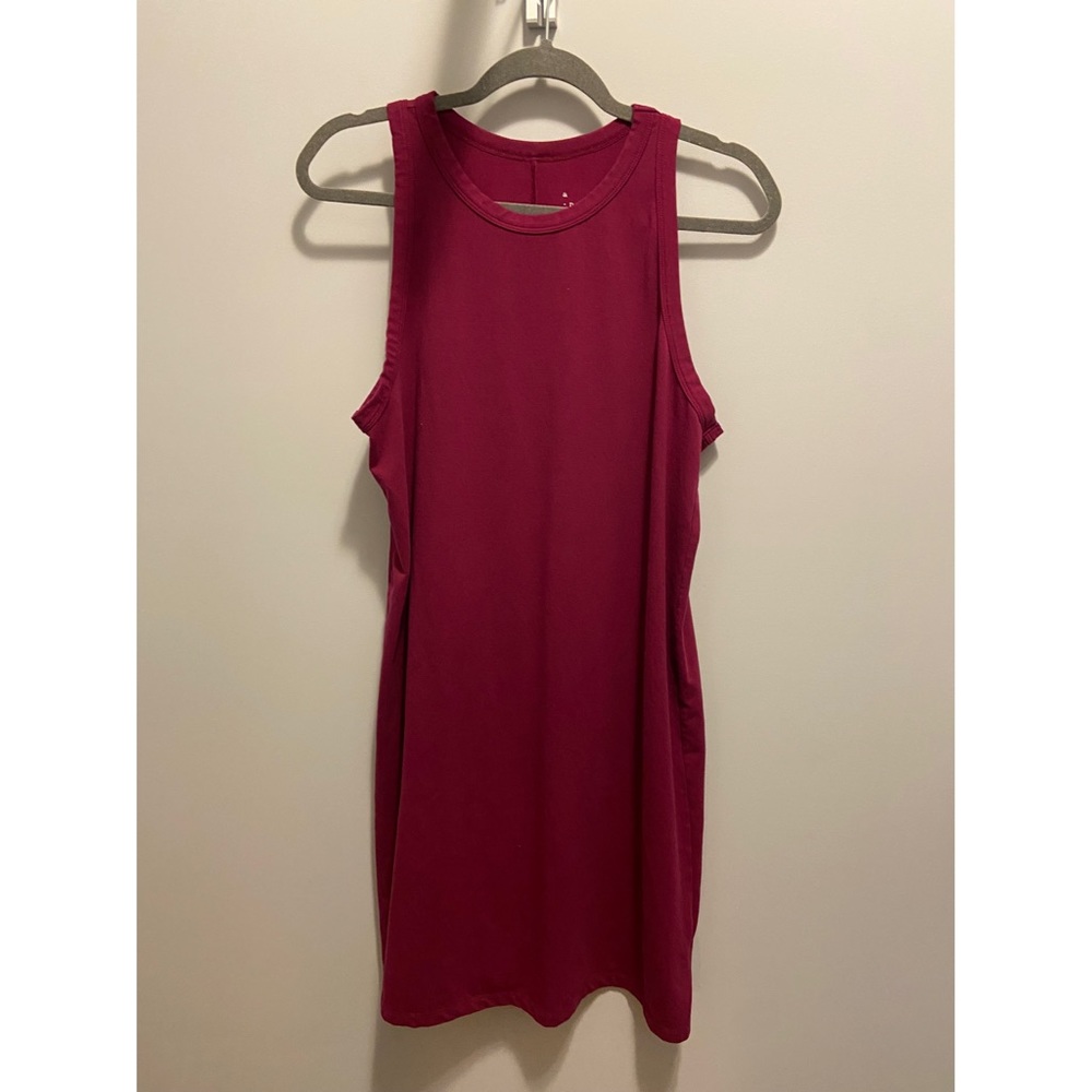 Magenta crewneck midi dress!